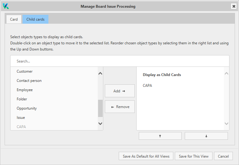Kanbanoo Configure board dialog with Card tab